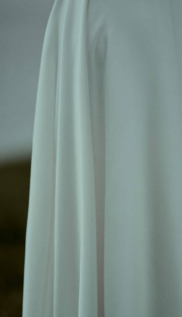 Cold day in. the faroe islands wedding dress details